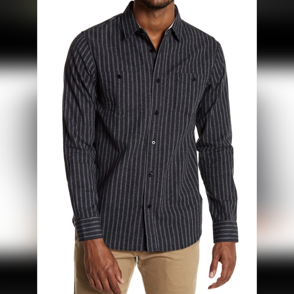 Tilly's Coastal Striped Ride Button Down Shirt XL Gray New Long Sleeves